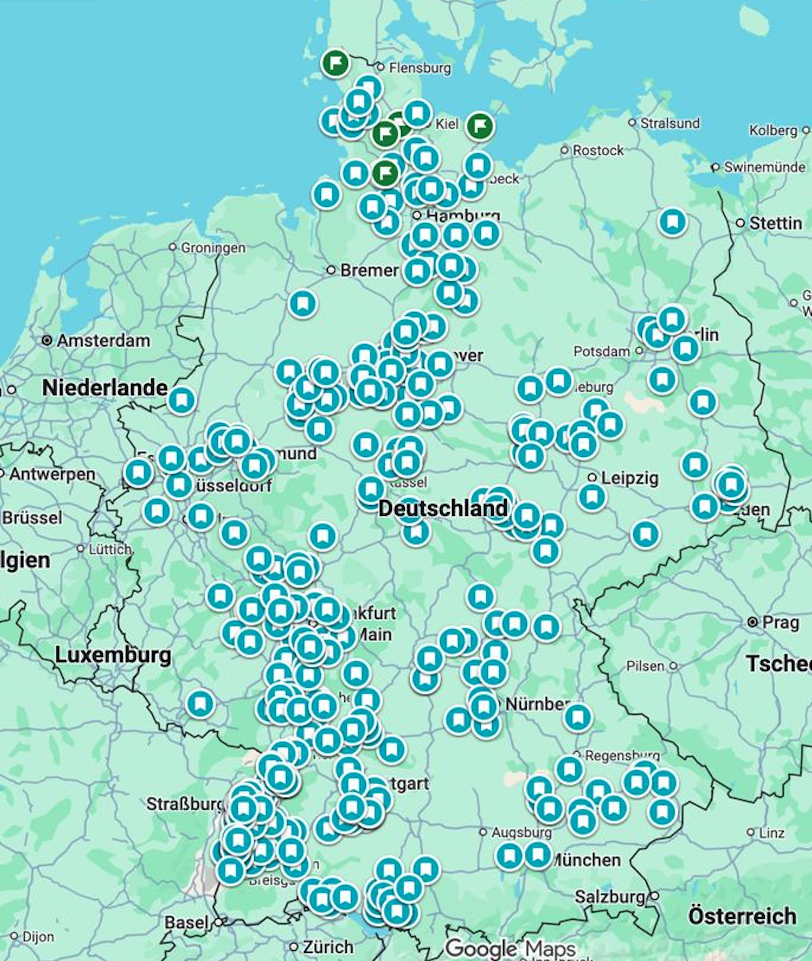 Karte der realisierten PV-Anlagen in Deutschland